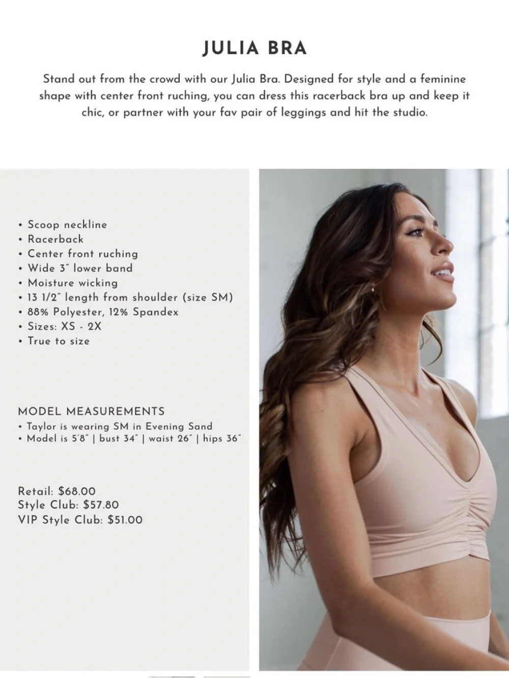 Savvi Julia Bra 2X Blush Pink Ruched Racerback Longline Sports Bra